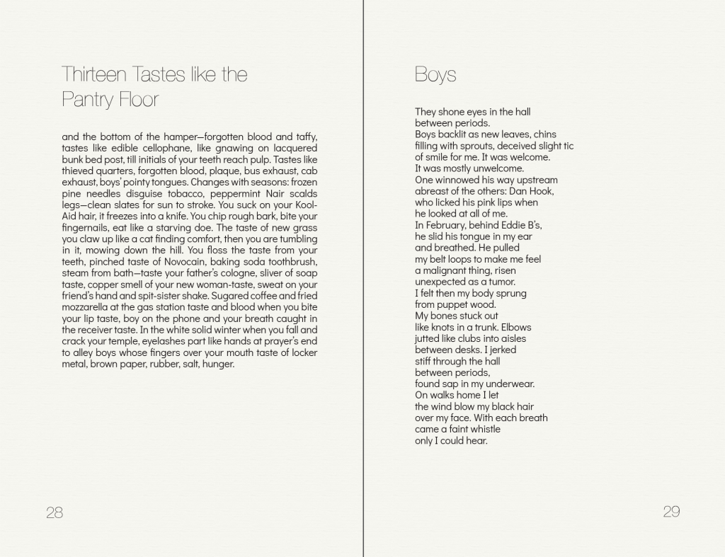 Sample page layout from Leah Sewell's Mother-Ghosts