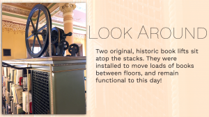 Two historic book lifts remain function in the library