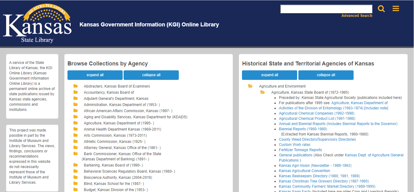 Snapshot of the KGI homepage